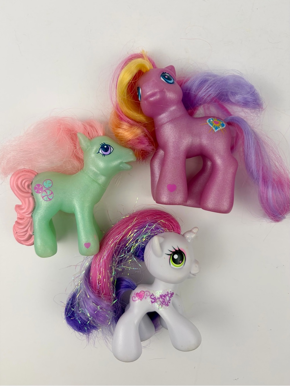 Lot Of 3 My Little Pony G3 Brushable MLP Hasbro Sweetie Belle Sunsparkle Minty